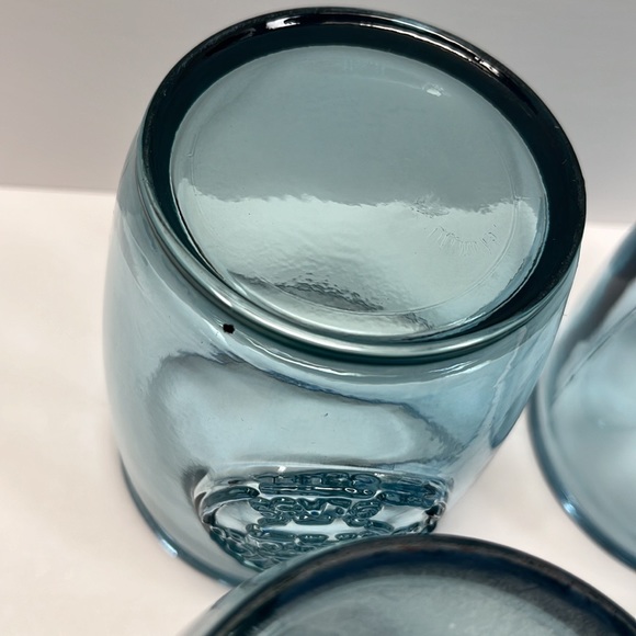 4 - 100% Authentic Recycled Glass Blue Old Fashioned Low Ball Glasses - Picture 5 of 11